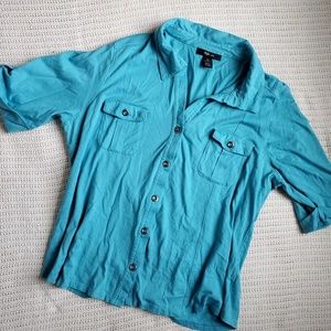 Style&Co blue button down blouse